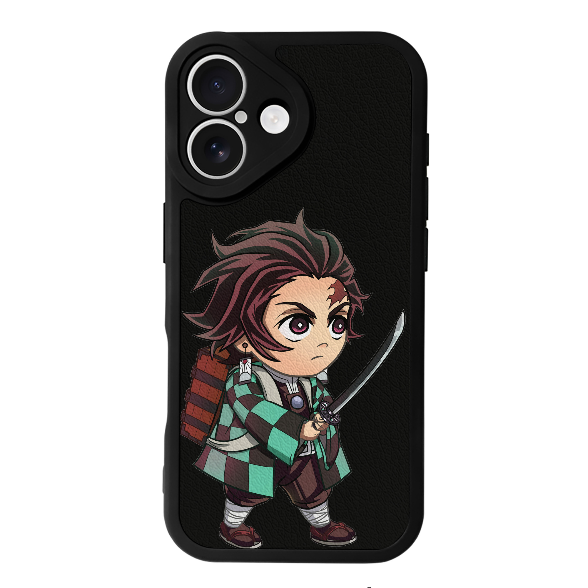 （画像用） 鬼滅の刃 竈門 炭治郎／かまど たんじろう Kamado Tanjirou 【iPhone 16シリーズ対応】シリコンスマホケース（レザー調） 材質：シリコン